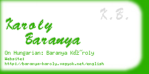 karoly baranya business card